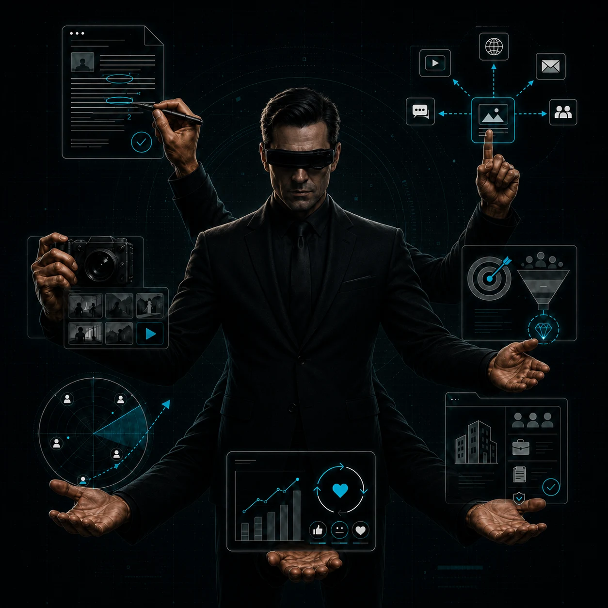 Агент 007раз с семью руками и инструментами для контента, SMM и аналитики